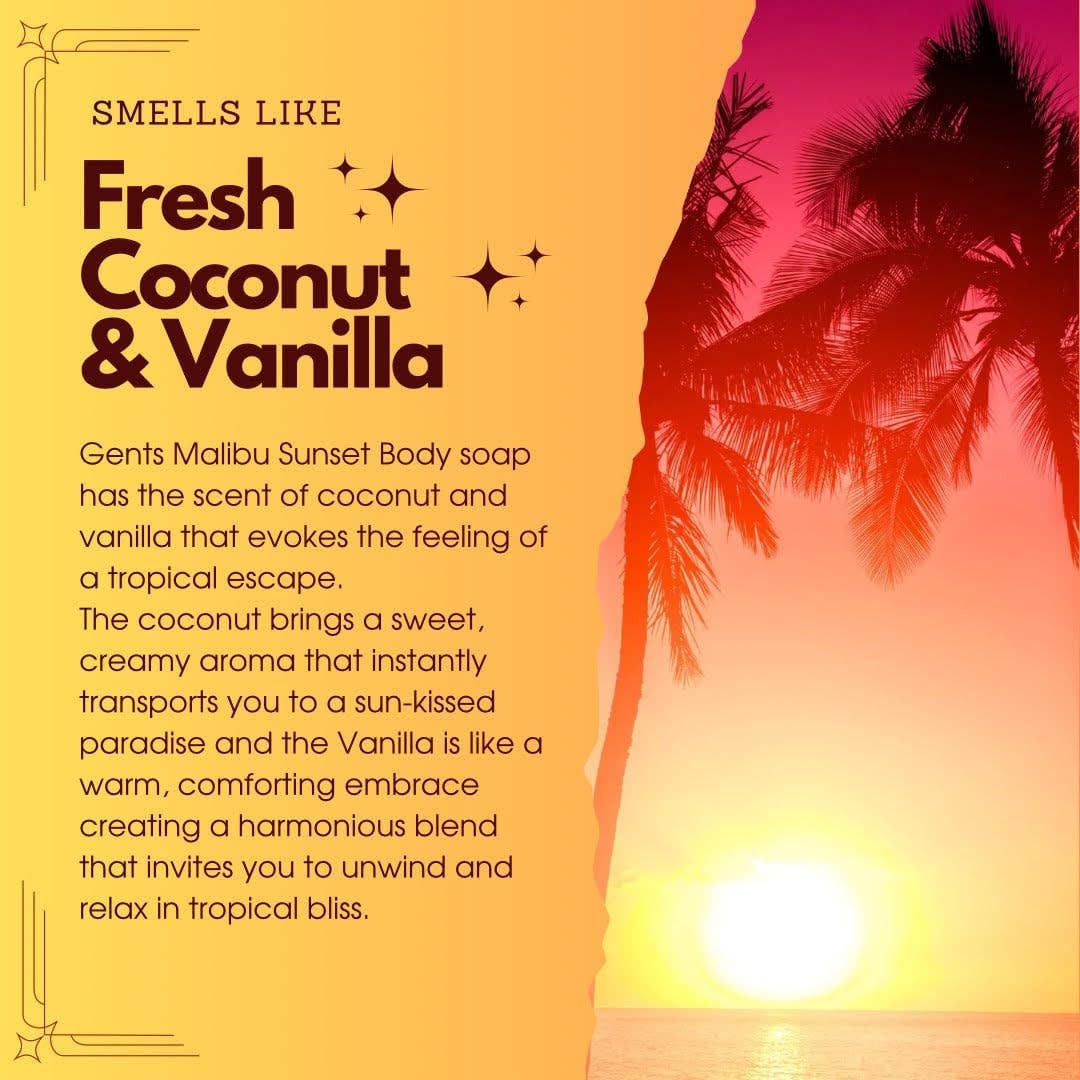 GENTS Body Soaps - Malibu Sunset (Single 5oz Bar)