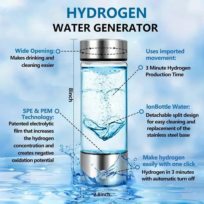 Portable Electronic Hydrogen Water Bottle Ionizer
