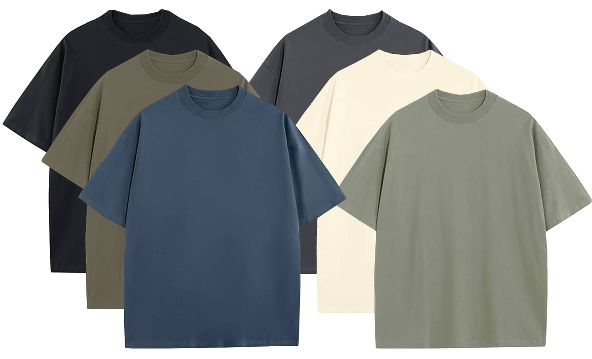 Men's 100% Cotton Drop Shoulder Fashion Tees: Blue / L
