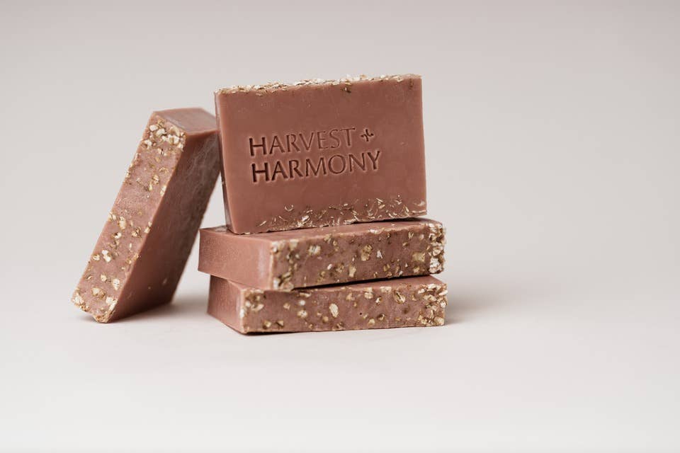 Harvest + Harmony Honey Oatmeal Goat Milk Soap on Soap Dish