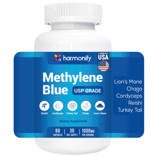 Methylene Blue Capsules 1000 mg with Mushrooms, USP Grade