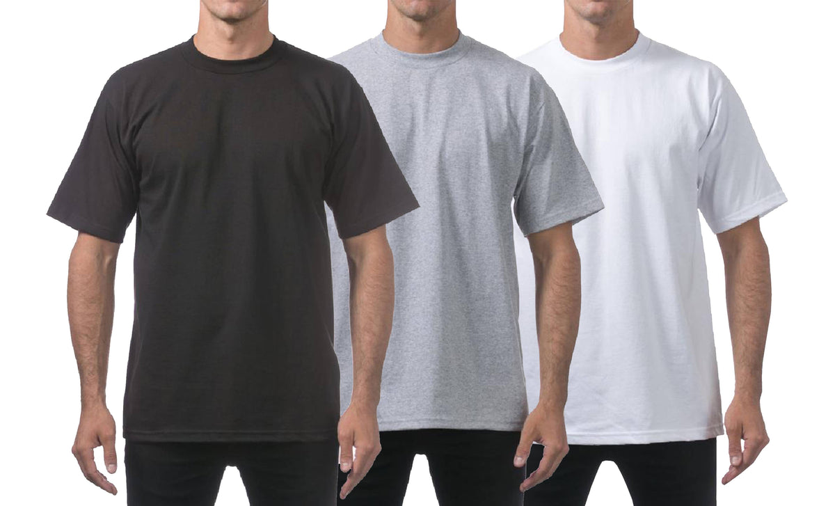 Men's Premium Heavyweight Crew Neck Short Sleeve Tee (6 OZ): Heather Grey / L